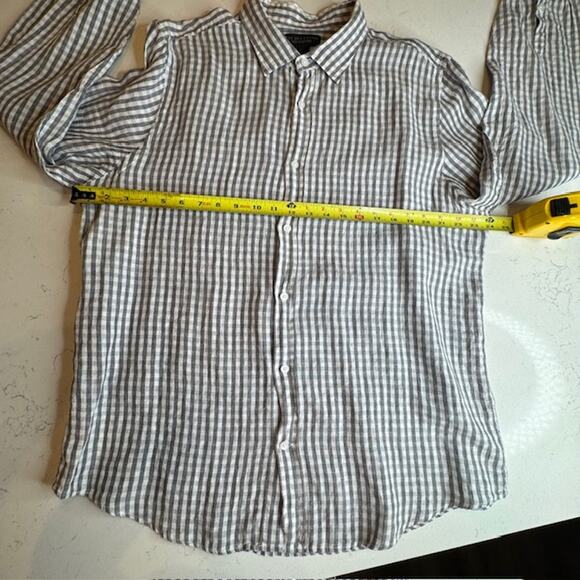 The Men's Store Bloomingdales 100% Linen Gray Plaid Shirt Size X-Large - Picture 6 of 9